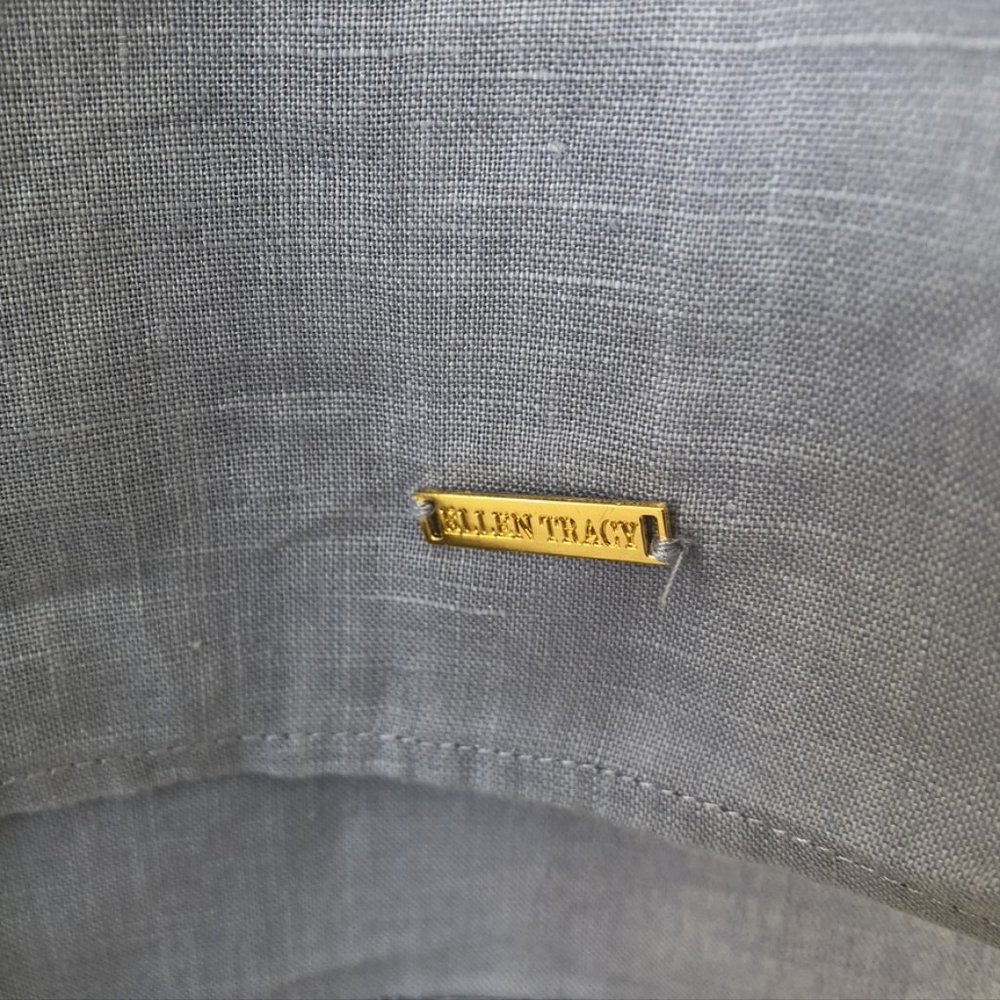Ellen Tracy, Sz S, Blue Linen, Tassel Zip Front - Picture 3 of 5